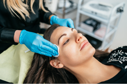 Image of a woman receiving a Chemical Peel in Solana Beach Ca by Med Spa Arc Med Aesthetics.